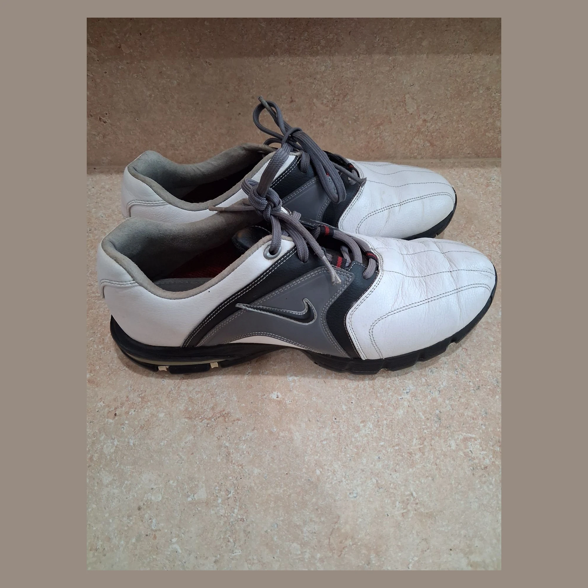 Nike Air 317628-101 Golf Shoes Cleats Men's Size 9 White Black Gray 2008