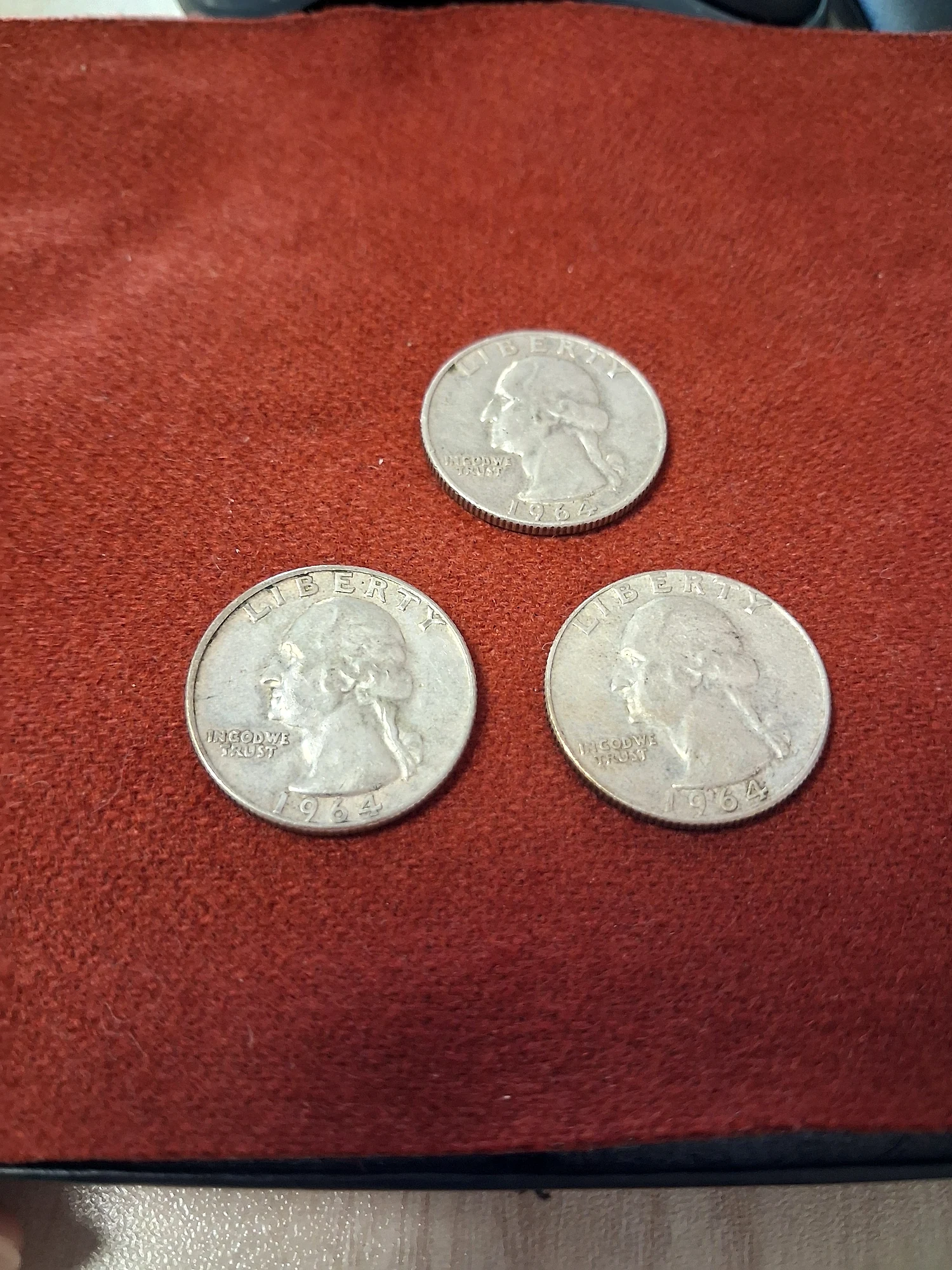 3 Silver Quarters 1964