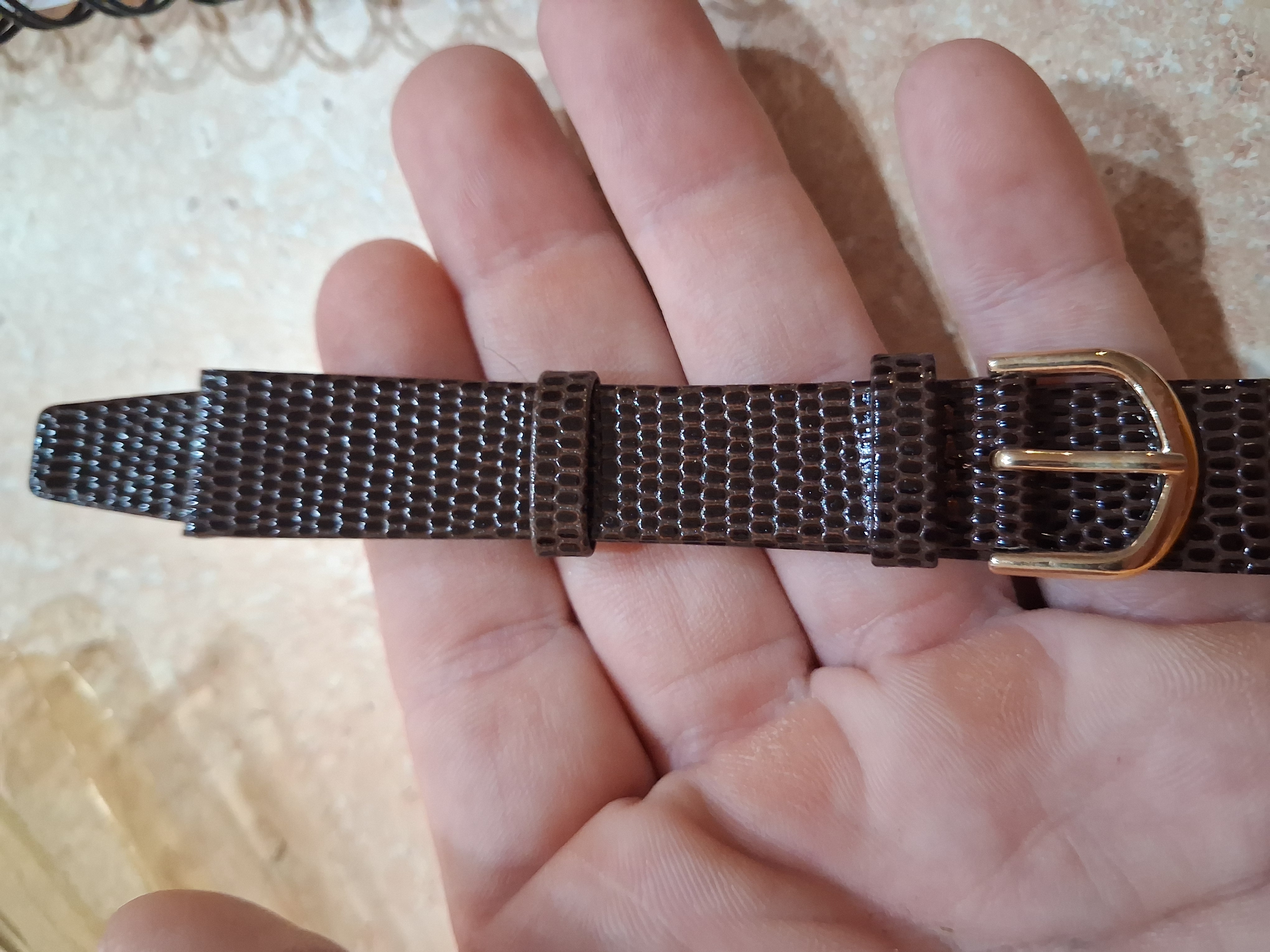 Vintage Lizard Print Bovine 16mm Leather Watch Band photo 1